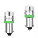 AllExtreme EXBA9SW BA9S 2 PCS LED Parking Light 1 W Super Bright White 2 SMD Car Interior License Plate Wedge Dome Trunk Dashboard Bulb for Car Bike and Motorcycle (Green)