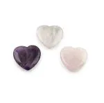Astroghar Natural Rose Quartz Amethyst And Clear Quartz Small Hearts Set For Reiki Healing And Grid Making 30 mm