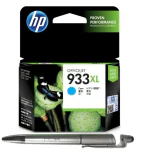 HP 933XL High Yield Cyan Original Ink Cartridge With ITGLOBAL 3in1 Multi-Function Pen