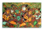 Tamatina Multicolor Kerala Mural Radha Krishna Traditional Unframed Art Canvas Painting - 36X24 Inch