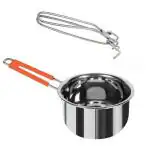 IDEAL PRIME Heavy Duty Stainless Steel Saucepan 1 Liter Induction Base Wire Tong Combo Set Steel Milk Tea Pan Tapeli Sansi Pakkad Utensil Holder Kitchen Tool Pack Of 2