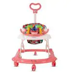 BUMTUM Baby Walker | Baby Walker With Parental Handle, Music and Stopper | 6-48 Months | Walker For Baby | Multifunctional & Adjustable | Spaceship Walker Pink
