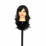 AHS Wavy Wig Fringes for Women Curly Wavy Wig Natural Looking Synthetic Heat Resistant Fiber Wig for Daily Party Use (Black, Length 20-22