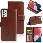 Tingtong Premium Leather Back Cover for Samsung Galaxy A13 Wallet Case Flip Cover | Pockets & Built in Stand | Designer Finish | Magnet Closure | (Brown)