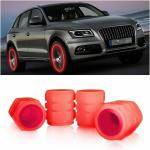 Care N Made | Red | All-New Bike, Car Tyre Air Valve Caps Fluorescent Tire Valve Caps for Cars & Bikes with Neon Glow Brighten Up Your Ride Instantly Set Of 8 Compatible with Mahindra Bolero