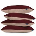 THE WOOD WHITE Microfiber Soft Pillows Set of 4. 18 x 28 Inches Hotel and Home Pillows for Sleeping. Maroon & Peach.