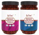 La Casa Vegan Instant Coffee Powder Mix - French Vanilla+Turkish Hazelnut | No Sugar & for Hot/Cold Coffee | Combo Pack of 2 | Vegan & Keto Friendly | 2x70g |