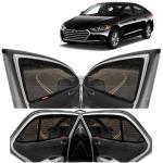 Kingsway Car Magnetic Sun Shades Curtains for Hyundai Elantra, Model Year : 2016 - 2019, Full Window Cover, Color : Black, Cotton Mesh, Complete Set of 4 Piece