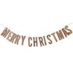 Festiko Rose Gold Cardboard Merry Christmas Glitter Garland Bunting Metallic Star