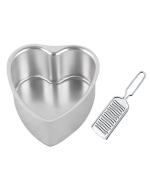 Wofier Aluminium Heart Shape Cake Mould With Mini Stainless Steel Cheese Grater