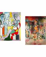 DECOR ADVENTURES The Sculptorand the Peasants Repast by Pablo Picasso Wall Painting 14 x 18 inch (Pack of 2)