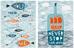 D E C O R A Aqua Theme Motivational Quote 2 Poster Set Never Stop Exploring