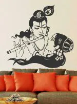 LANSTICK Black Lord Radha Krishna Self Adhesive Wall Sticker