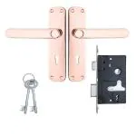 Godrej Locks Mortise Lock I Door Handle Set | ELC 09 | 6-Lever Locking Mechanism | Reversible Latch | for Wooden Doors (Rose Gold)