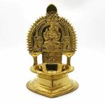 Saradha Metals Brass Kamakshi Kamatchi Devi Maa Oil Lamp Diya Deepam (Gold, 13.5 cm) (Set of 1)