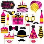 Zyozique Birthday Photo Booth Props Kit - Happy Birthday Party Favors Supplies Bday Party Decoration Set With Cute Bday Designs For Women Or Girls - A