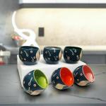 Mariners Creation Multicolor Ceramic Classic Tea Cup Sets With Comfortable Strong Handle (Pack Of 6)