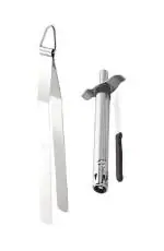 Urban Buy Stainless Steel Roti Chimta Tong With Kitchen Regular Stainless Steel Gas Lighter With Knife and Multicolour, Pack of 2