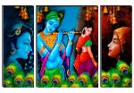 RAC Set of 3 Radha Krishna UV Wall MDF Panel Paintings 12X18 INCH-112