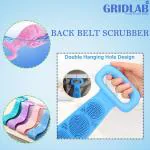 GRIDLAB Silicone, Stretchable, Double Sided Soft Bristle Back Scrubber Belt For Bathing, Exfoliating, Deep Skin Body Cleaning, Dead Skin Removal, Back Body Cleaning, For Man, Woman
