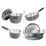 BH BARTAN HUB Cookware Set of 4 (Handi 2500 ML, Pot 1500 ML, Saucepan 1500 ML, Frying Pan 20 cm, Aluminium Made, Dishwasher Safe) Cookware Set (Aluminium, 4 - Piece)