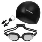 Strauss Black Swimming Goggles Set