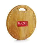HAZEL Neem Wood Chopping Board Round|Vegetable Chopping Board Wooden For Kitchen|Oval Shape Thick Wooden Cutting Board, Diameter 33.5 cm