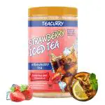 Teacurry Strawberry instant Iced Tea (160 Gram) - No Artificial Flavor, No Chemicals - Natural Refreshing Cooling Summer Strawberry Iced Tea