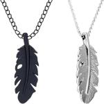 M S ENTERPRISES Unisex Stylish Trending Stainless Steel Funky Leaf Plume Feather/Pankh Tail Charm Locket Pendant Necklace With Clavicle Chain (Pack Of 2)