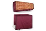 The Furnishing Tree Maroon No101 PVC Basketweave Indoor And Outdoor AC Cover Set For 2 Ton Bluestar DLU 25.4 X 110.5 Cm (Pack Of 2)