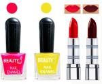 OUR BEAUTY Perfect Combo Of Velvet Matte Lipsticks Ultra Shine Nail Polish (Set Of 4)
