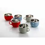 GANESH Stylish Coffee,Tea Mug Plastic Insulated Stainless Steel Inner Cup with Handle(6 Pcs,1500 ml)