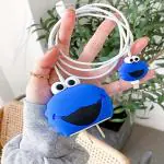 RUPELIK (20W Apple Charger Case Blue Cookie Master) Cartoon 3D Design Protective Case Cover for 20W / 18W iPhone USB-C Power Adapter Charger, Cute Cartoon Lightning Data Cable Case Cover for iPhone Charger Designer Case Cover