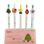 SAMVARDHAN Gel Pens for Writing - 5 Pcs Cartoon Design with Comfortable Grip, Kawaii Pens, Stationery for School & Office, Birthday Return Gift (Fruit)