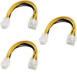AdzMozi -4 Pin Male to 8 Pin Female EPS Power Cable Adapter CPU Power Connector 18 cm - Pack of 3