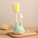 Adore Basics 2 in 1 Spongy Dolphin Bottle Cleaning Brush Kit with Stand (Green)