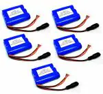 InventoSales 5Pcs 11.1V - 12V 1000mAh 55x65x18mm Lithium ion Li-ion 3.7V x 3 Cell Rechargeable Battery Pack with Charging Port for DIY