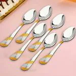 Parage Stainless Steel Golden Spoons Set of 6, 16 cm Premium Spoons for Home & Kitchen, Luxury Dining Tableware Gift for House Warming, 24k Gold Cutlery, Imperial Design