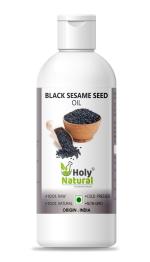Holy Natural Cold Pressed Black Sesame Seed Oil (100ml), Sesame also called Til, Gingelly seed, Virgin oil, No GMO, and Untreated Edible Oil, For Hair and Skin.