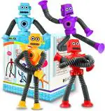 Pluspicks Robot Toy Figures,Flexible Men, Telescopic Suction Cup Robot Toy, Telescopic Pop Tubes, Fidget Tubes Sensory Educational Toy, Pop, Stress Relief, Connect and Play, For Kids, KidsToys for Girls Boys( pack of5 pcs )