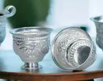 Sigaram German Silver KumKum Barani is best for Home, Office and Temple Poojas K3111 Silver Plated (1 Pieces, Silver) Home Pooja Décor