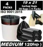 BRUZZLINE 19x21 ( 4 Roll X 30 pcs = 120 Bags ) BLACK Garbage Bags Medium 13 L Garbage Bag (120Bag )