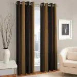 La elite Room Darkening Brown Polyester Eyelet Curtains For Window 5 x 4 ft (2 pcs)