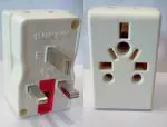 Hi-Plasst Flat Multi Input 3 Pin Multicountry Plug Adapter With Fuse For Imported Devices From Uk And Us