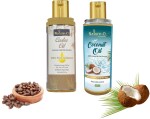 Nature-Q Cold-Pressed, 100% Pure Castor Oil & Coconut Oil Combo - Moisturizing & Healing, For Skin, Hair Care, Eyelashes (200 ml + 200 ml)