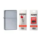 Combo of Zippo Vintage with Slashes Street Chrome Windproof Pocket Lighter and Wick and Flint