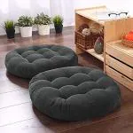 The Purple Tree Round Velvet Floor Cushions Pillows for Living Room and Outdoor (Pack of 2 , 50x50 cm , Grey) Floor Cushions , Tatami Cushion , Patio Cushion , Balcony Cushion , Floor Seating