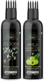 Desi Crew Jojoba and Amla Hair Oil Cold Pressed for Skin, Body and Hair Care 100 ml Each