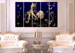 KYARA ARTS Multiple Frames Beautiful Radha Krishna Wall Painting for Living Room Home decor, Bedroom, Office, Hotels, Drawing Room Wooden Framed Digital Painting (50inch x 30inch)107