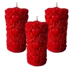 AAMU MOON Designer Romantic Rose Scented Pillar Heart Candles For Valentine Day, Wedding, Anniversary, Home, Table Decoration & Special Parties - Pack of 3 Piece